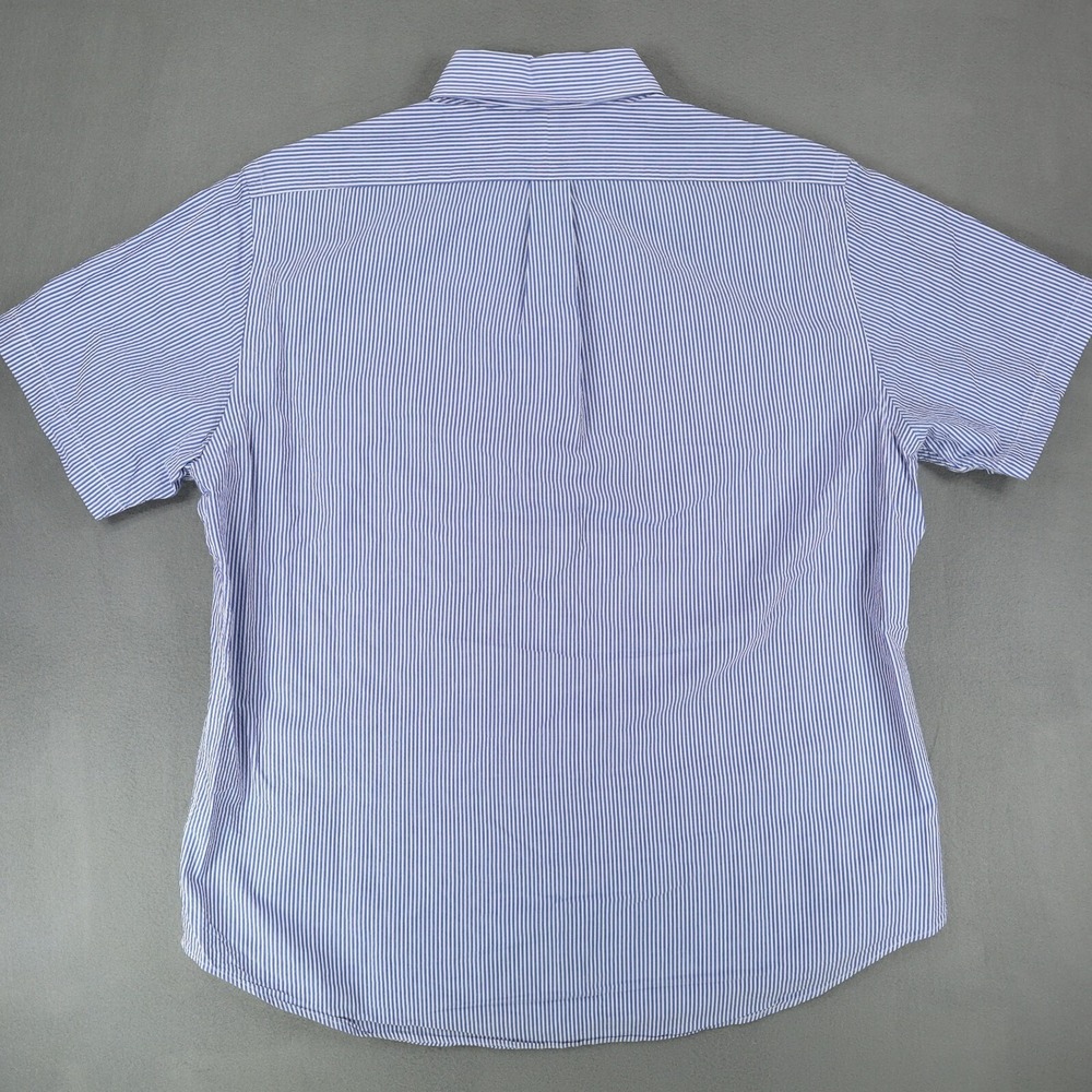 Ralph Lauren Seersucker Shirt Men XL Blue White Striped Short Sleeve Embroidered - Picture 5 of 7